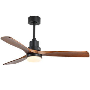 Sofucor 52″ Steel Natural Wood Blade Ceiling Fan With Light