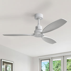 [Final Sale]52'' White Wood Blades Ceiling Fan