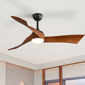 Sofucor 52" Wave Wood Ceiling Fan With Light