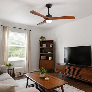 Sofucor 52" Modern Solid Wood Ceiling Fan with Light Dual Mount Design
