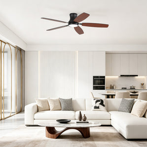 Sofucor 52" Two-Tone Polywood Ceiling Fan with Light Flush Mount Design