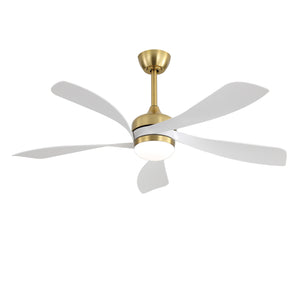 52-Inch Metal Ceiling Fan with Solid Color Blades, DC Motor & LED Light