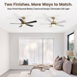 Sofucor 52" Two-tone Polywood Ceiling Fan with Light