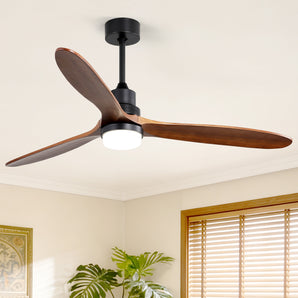 60" High Efficient Wood Ceiling Fan With Light