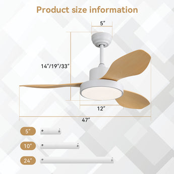 White with Wood Grain Blades