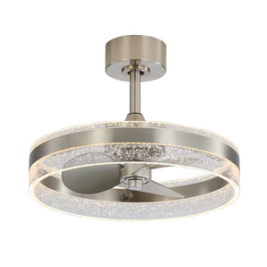 Sofucor 20" Modern Semi-Flush Smart Ceiling Fan with Bubble Acrylic LED Light – Brushed Nickel